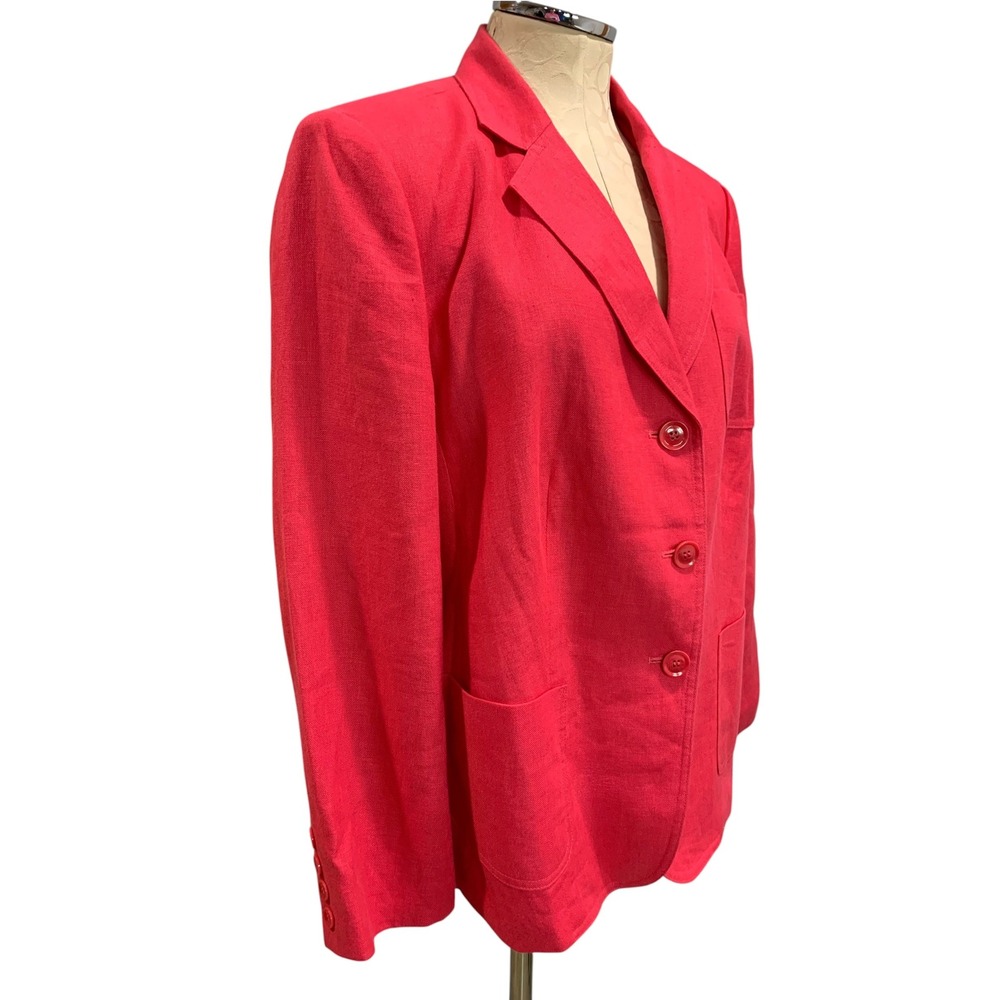 Size 12W Talbots Woman Irish Linen Blazer Jacket Hot Pink Size Vintage